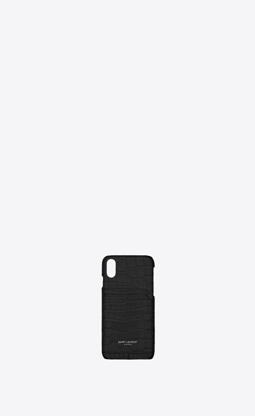 iPhone 10 case in crocodile embossed shiny leather